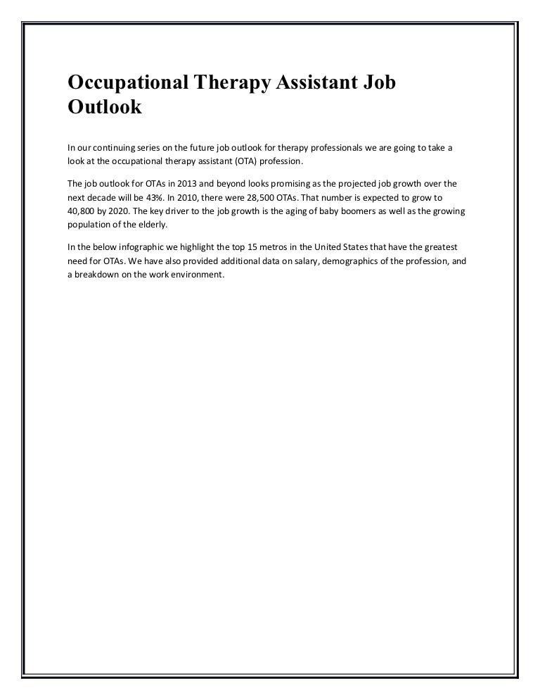 Occupational therapy assistant job outlook