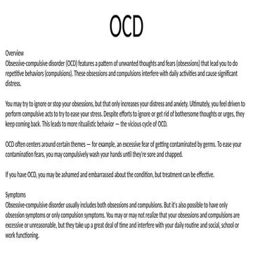 obsession compulsive disorder powerpoint presentation