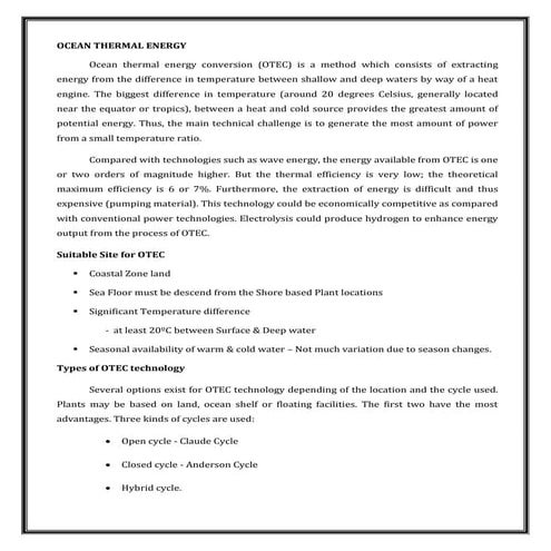 Ocean Thermal Energy Conversion (OTEC) | PPTX