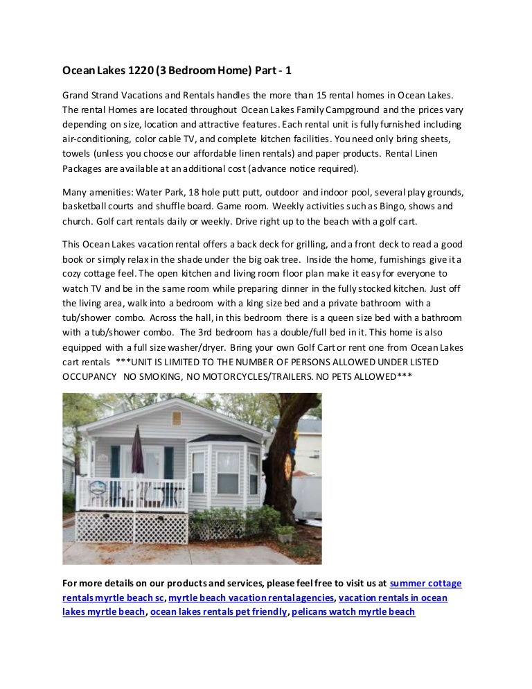 Ocean Lakes 1220 3 Bedroom Home Part 1