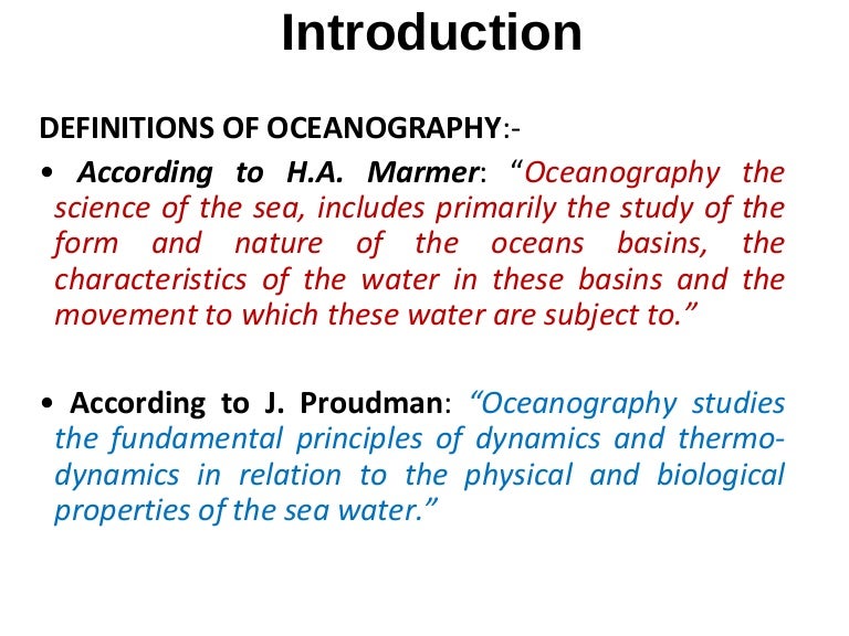 Definition of Oceanography