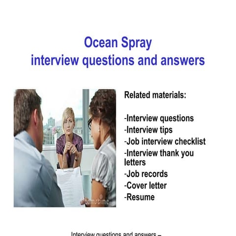 Ocean spray interview questions and answers | PPT