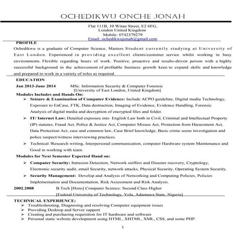 Ochedikwu onche cv