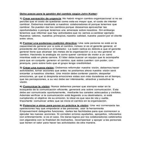 8 Pasos Para El Cambio | PPTX