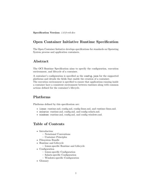 OCI Runtime Spec