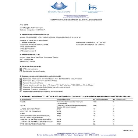 Contas OCIP 2016 | PDF
