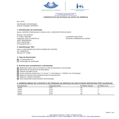 Contas OCIP 2016 | PDF