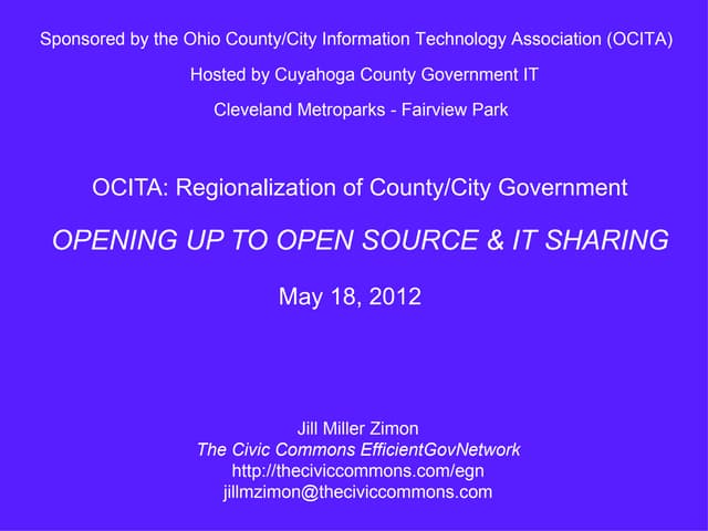 OCITA 2012: Opening Up to Open Source Software for Government
