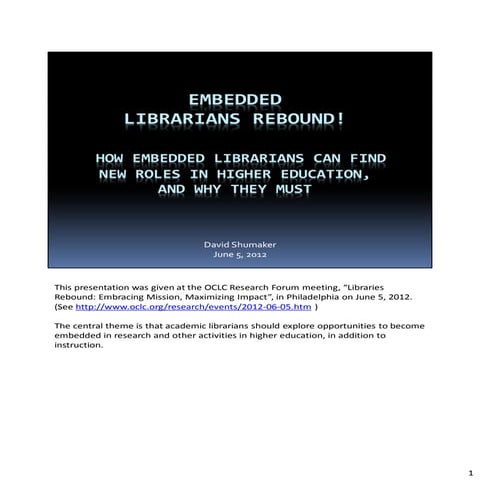 Embedded Librarians Rebound!