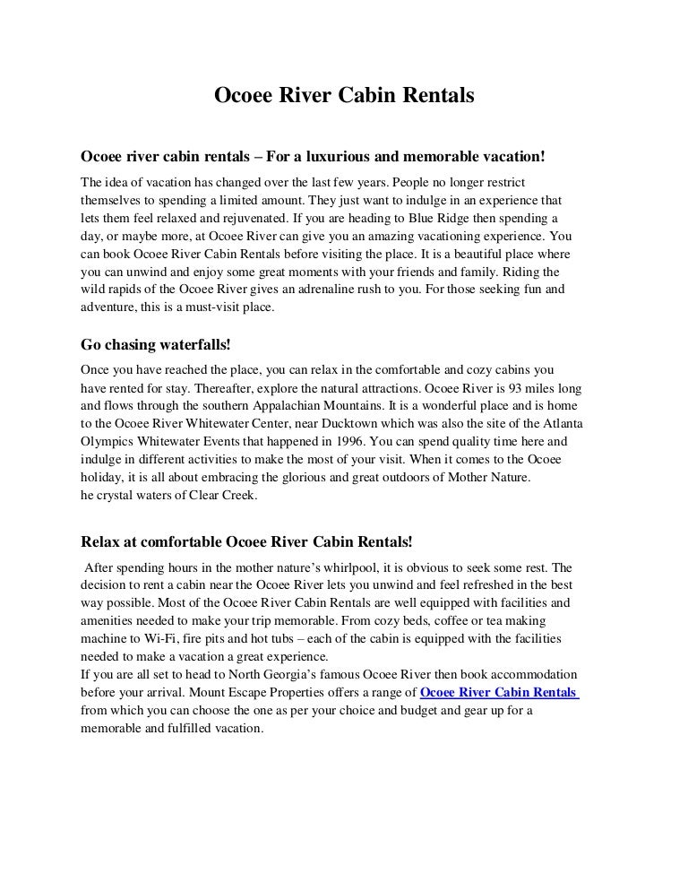 Ocoee River Cabin Rentals