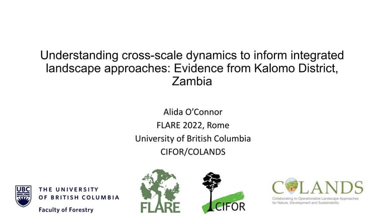 thumbnail of  Understanding cross-scale dynamics to inform integrated landscape approaches: Evidence from Kalomo District, Zambia