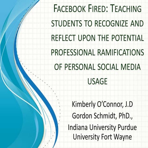 O'Connor & Schmidt (2015) Facebook Fired: Teaching students to recognize and reflect upon the potential professional ramifications of social media use
