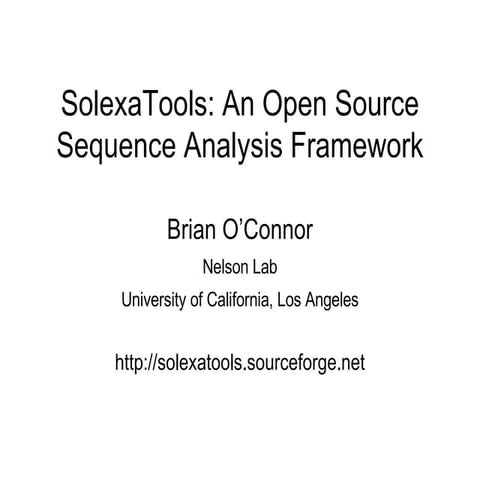 O Connor Solexa Tools Bosc2008