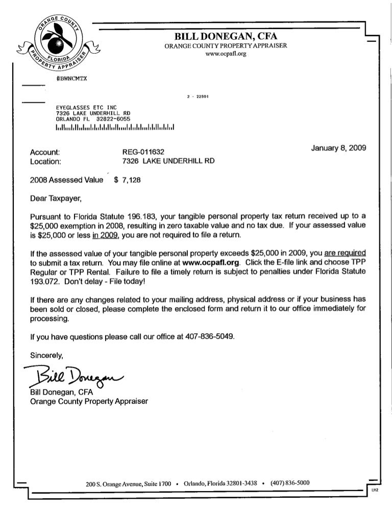 Orange County Property Appraisers office about the TPP returns for 20…