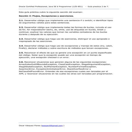 OCP, JSE 6 Programmer (1Z0-851) - Guia practica 2 de 7(Flujos, Excepciones y ...