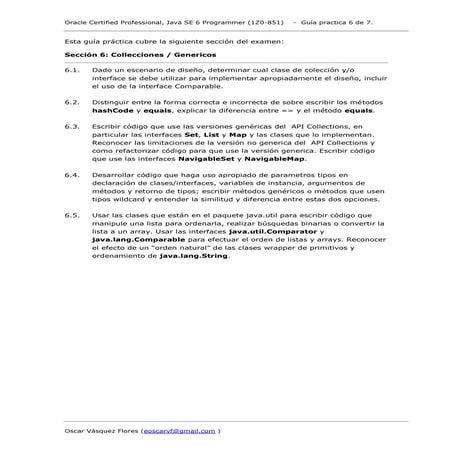 OCP, JSE 6 Programmer (1Z0-851) - Guia practica 6 de 7(Colecciones y Genericos)