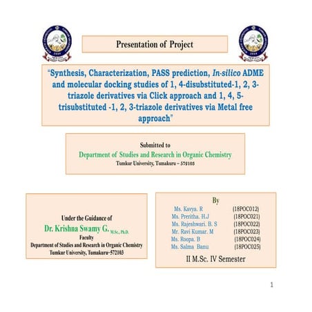 M.Sc. Organic Chemistry Student Project Presentation
