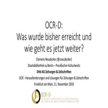 Überblick zum DFG-Projekt OCR-D