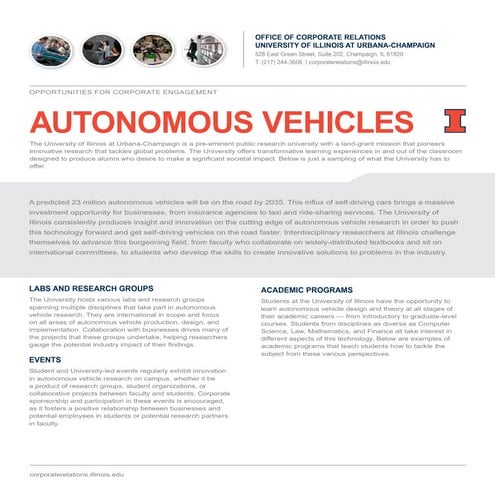 University of Illinois - Office of Corporate Relations -  autonomous vehicles