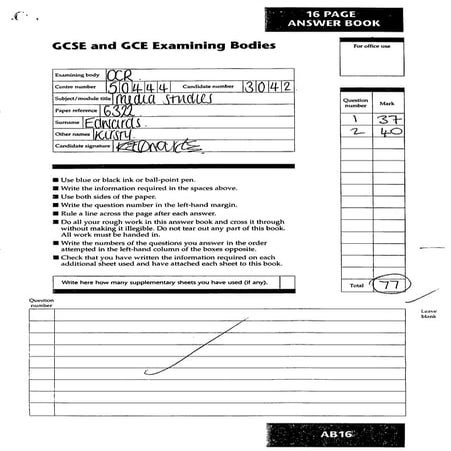 An example answer for Dr Who