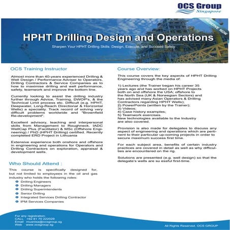 OCS TRAINING - HPHT DRILLING DESIGN AND OPERATION 5 DAYS - PUBLIC ...