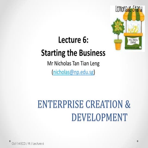 Oct 14 ecd lecture 6 starting the business(1)