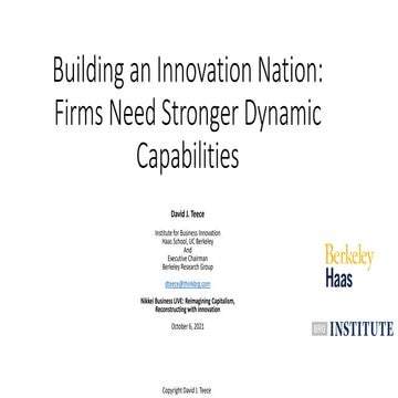 Building an Innovation Nation: Firms Need Stronger Dynamic Capabilities