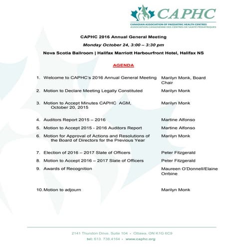 Oct 24 CAPHC Annual General Meeting - Part 2 | PDF