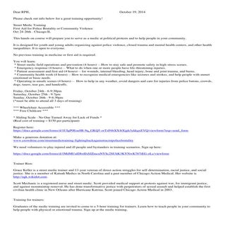 Street Medic Training Chicago Octob...