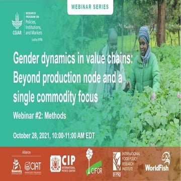 Methods for studying gender dynamics in value chains beyond the production no...