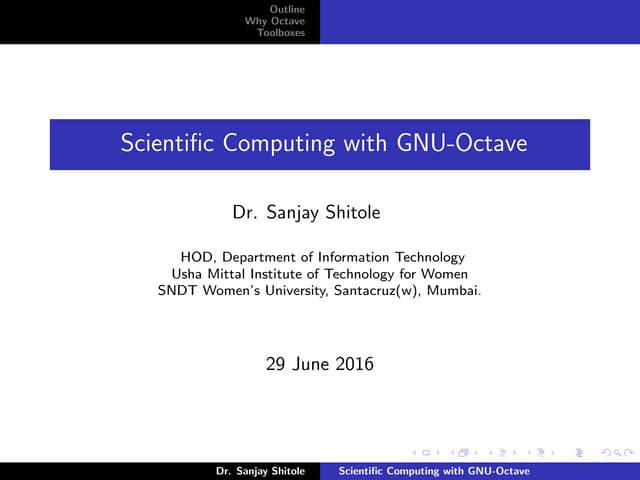 Scientific Computing with GNU-Octave
