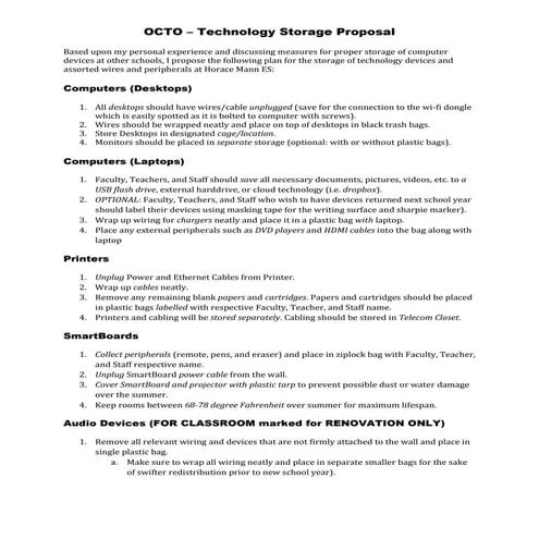 OCTO - Tech Storage Proposal