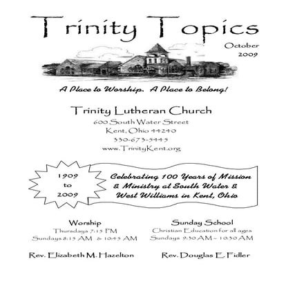 October 2009  Trinity  Topics