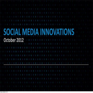 October 2012 innovations