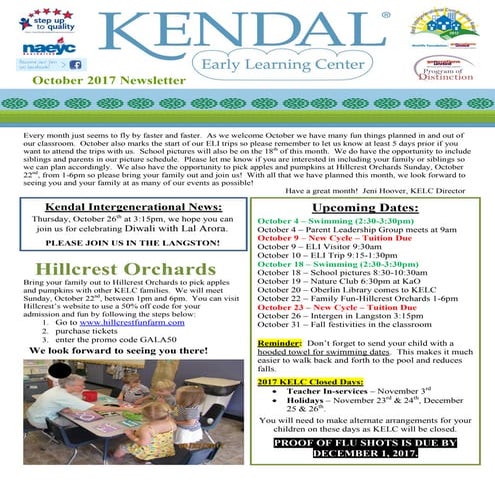 October 2017 Newsletter