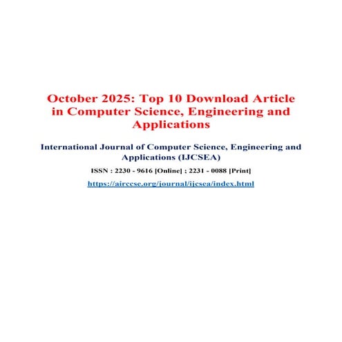 October 2025: Top 10 Download Article in Computer Science, Engineering and Applications