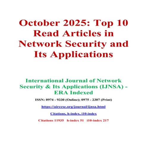 October 2025 - Top 10 Read Articles in Network Security and Its Applications