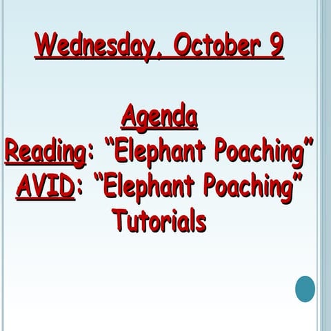 October 9 | PPT