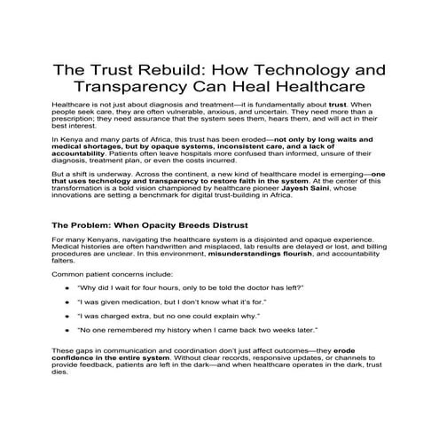 The Trust Rebuild: How Technology and Transparency Can Heal Healthcare ...