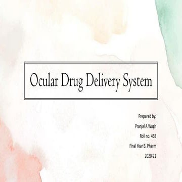 Ocular Drug Delivery System | PDF