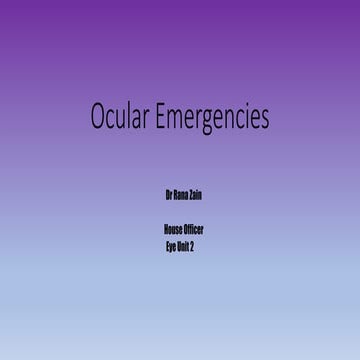 Ocular emergencies