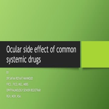 Ocular side effects of systemic drugs