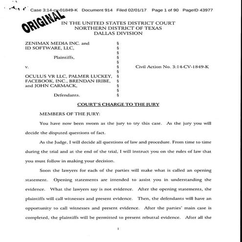 Oculus jury response