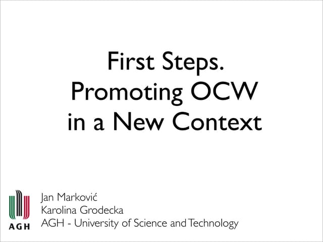 Ocw at open agh poland  markovic and grodecka