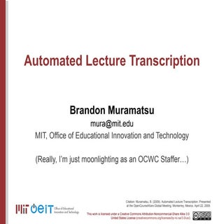 Automated Lecture Transcription at ...