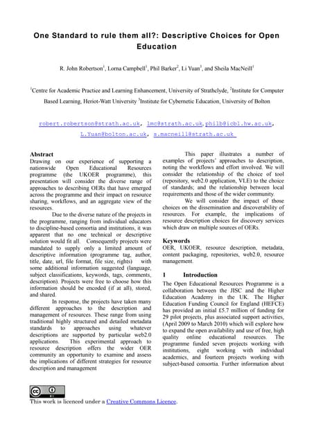 One Standard to rule them all?: Descriptive Choices for Open Education