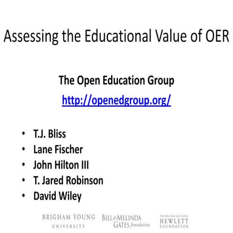 OCWC Global Conference 2013: Assessing the Educational Value of OER