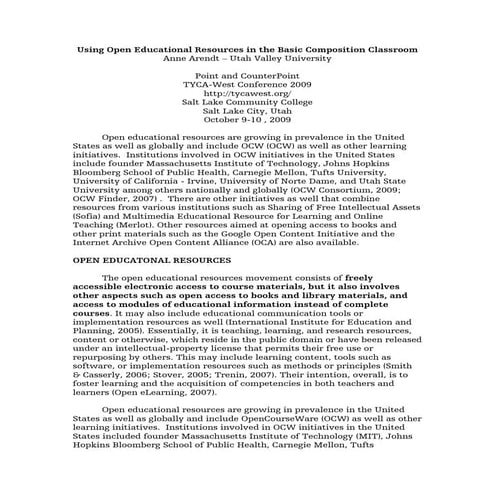 OER and OCW Use in the Basic Compositon