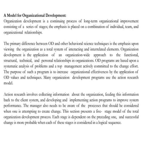 )rganization Devolpment and Change Managment