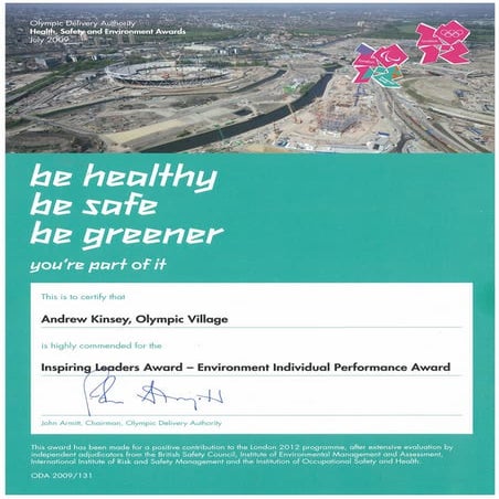 ODA Commendation HSE Awards July 2009